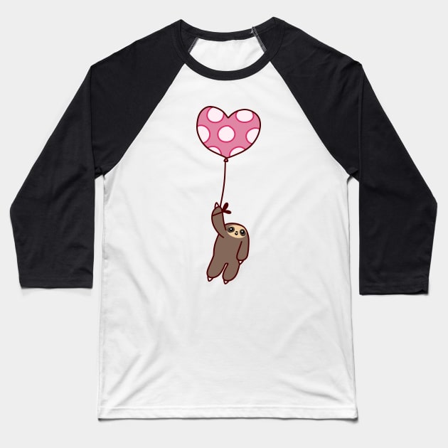 Heart Balloon Sloth Baseball T-Shirt by saradaboru